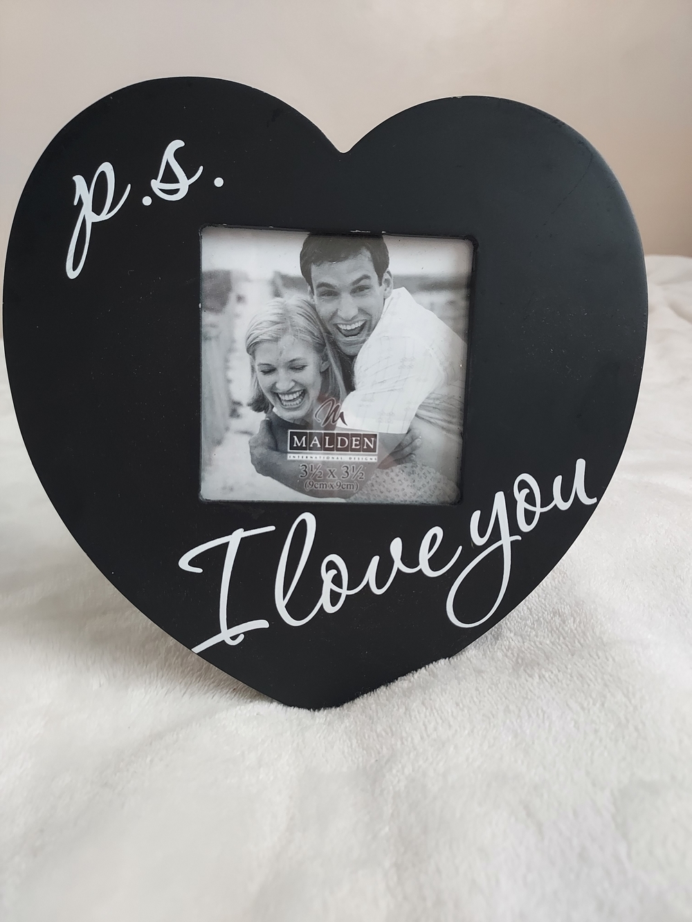 Malden Black Heart Photo Picture Frame with White "I Love You" Script Memories